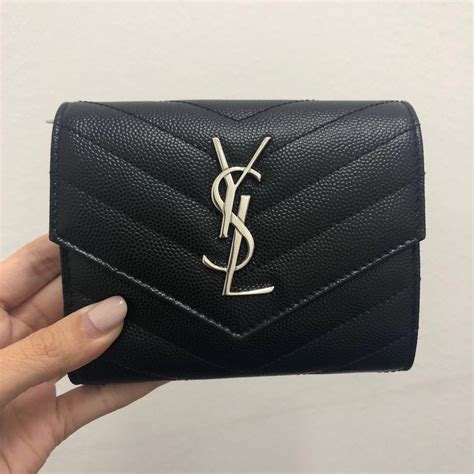 ysl beige small compact monogram wallet|YSL wallet woman.